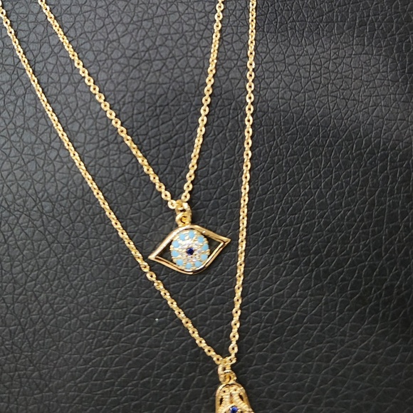 Layered Evil Eye Duo Necklace - Picture 6 of 6
